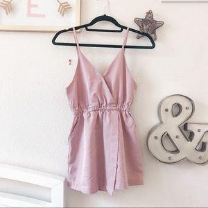 Pink checkered dress romper